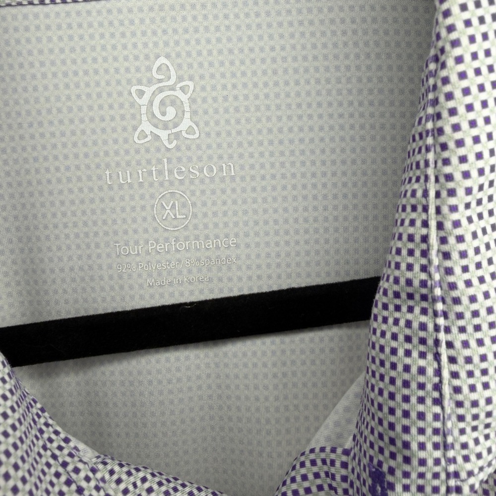 Turtleson Tour Performance Polo Purple XL Check Yolo Fins Country Club‎